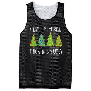 I Like Them Real Thick And Sprucey Christmas Tree Mesh Reversible Basketball Jersey Tank