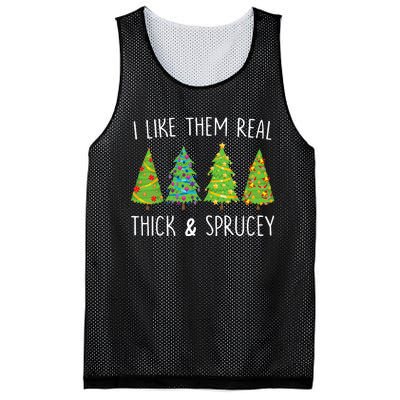 I Like Them Real Thick And Sprucey Christmas Tree Mesh Reversible Basketball Jersey Tank