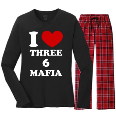 I Love Three 6 Mafia Limited Women's Long Sleeve Flannel Pajama Set 