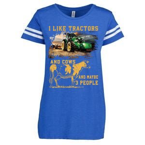 I Like Tractors And Cows And Maybe 3 People Cool Farmer Cool Gift Enza Ladies Jersey Football T-Shirt