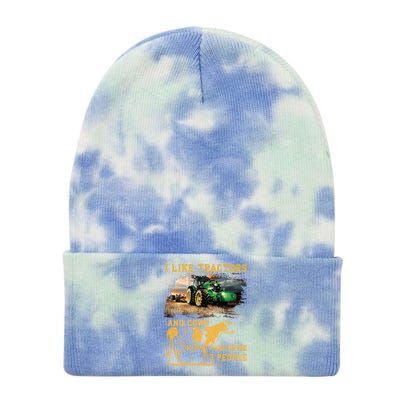 I Like Tractors And Cows And Maybe 3 People Cool Farmer Cool Gift Tie Dye 12in Knit Beanie