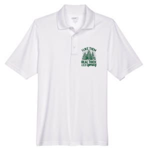 I Like Them Real Thick & Sprucey Funny Christmas Tree Men's Origin Performance Pique Polo