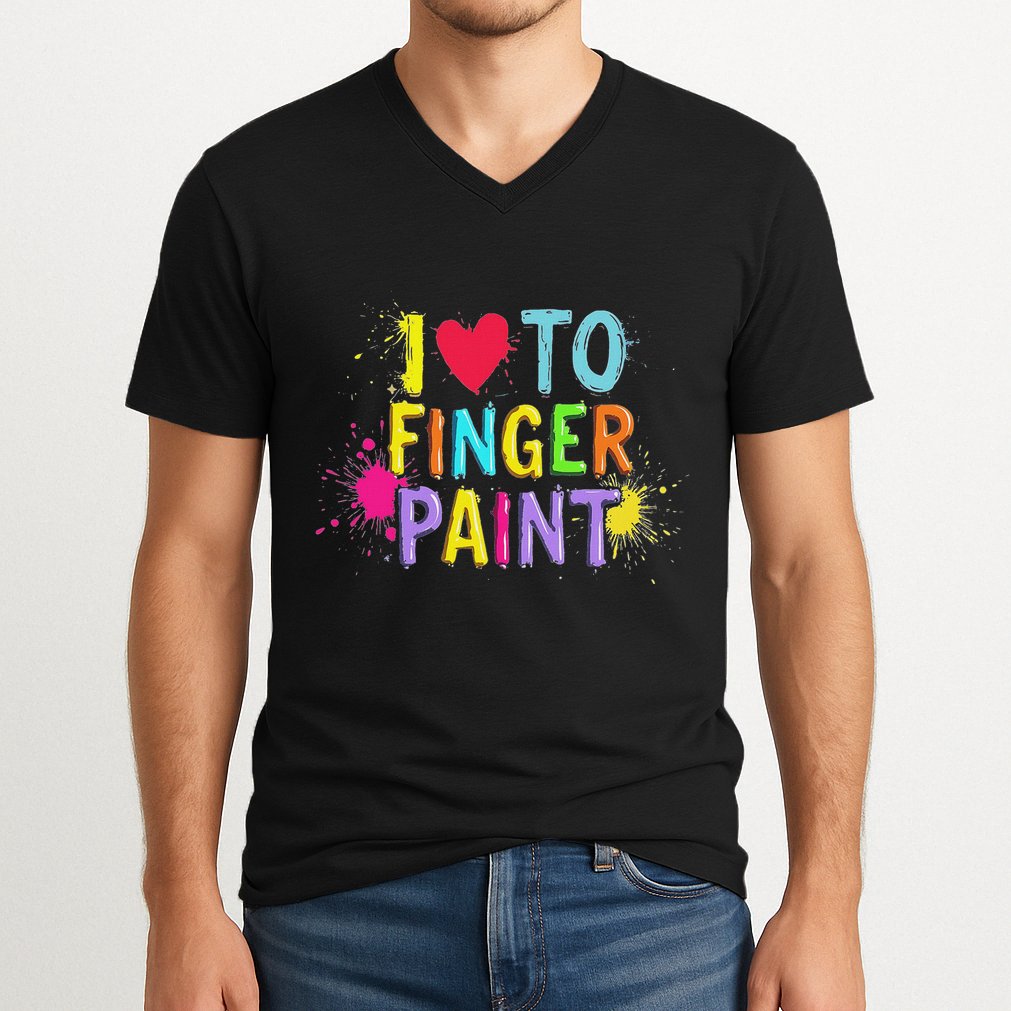 I Love To Finger Paint IM Paint Funny Couples Matching V-Neck T-Shirt