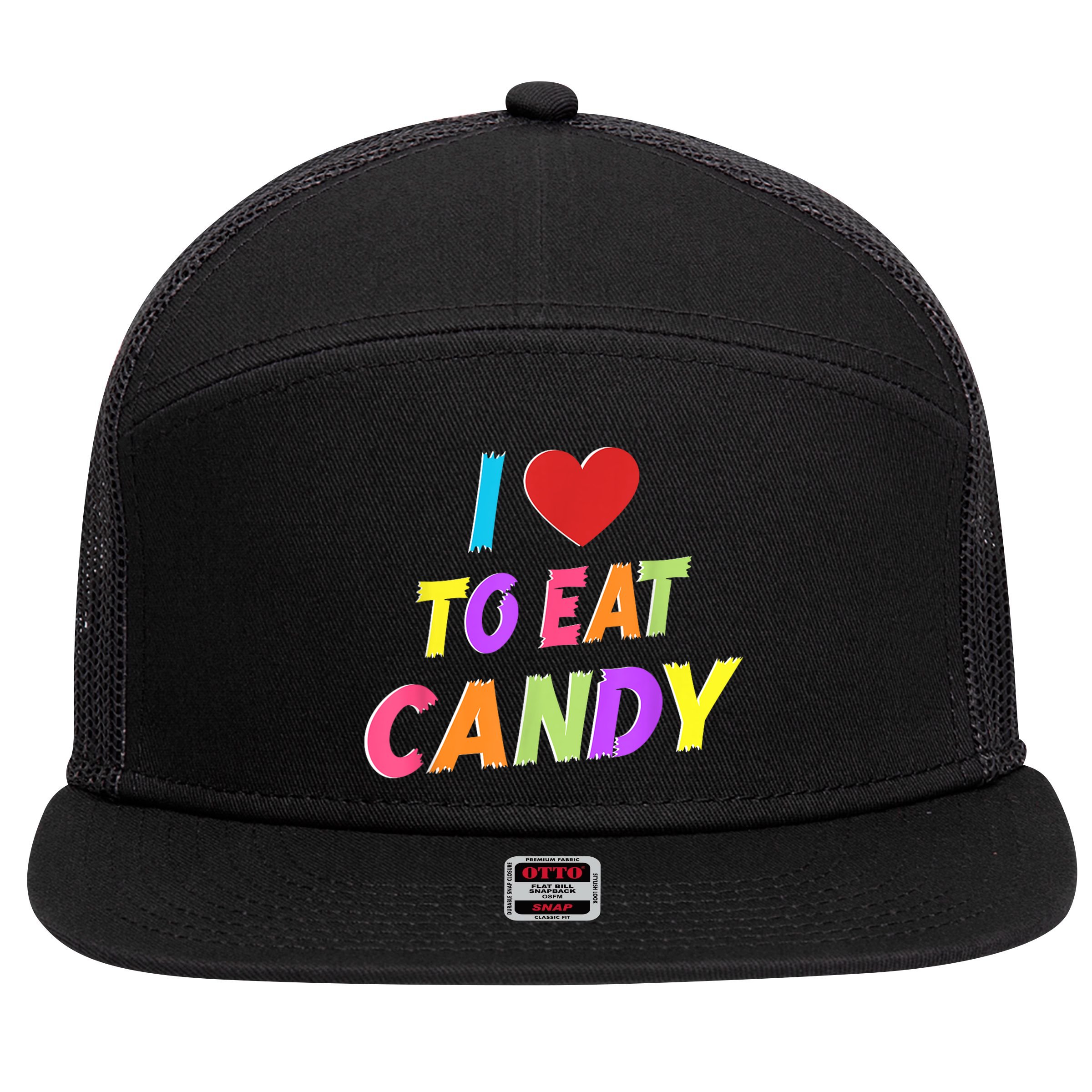 I Love To Eat Candy I Am Candy Funny Couple Matching 7 Panel Mesh Trucker Snapback Hat