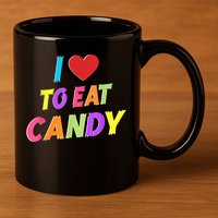 I Love To Eat Candy I Am Candy Funny Couple Matching 11oz C Handle Ceramic Mug