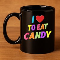 I Love To Eat Candy I Am Candy Funny Couple Matching 11oz C Handle Ceramic Mug