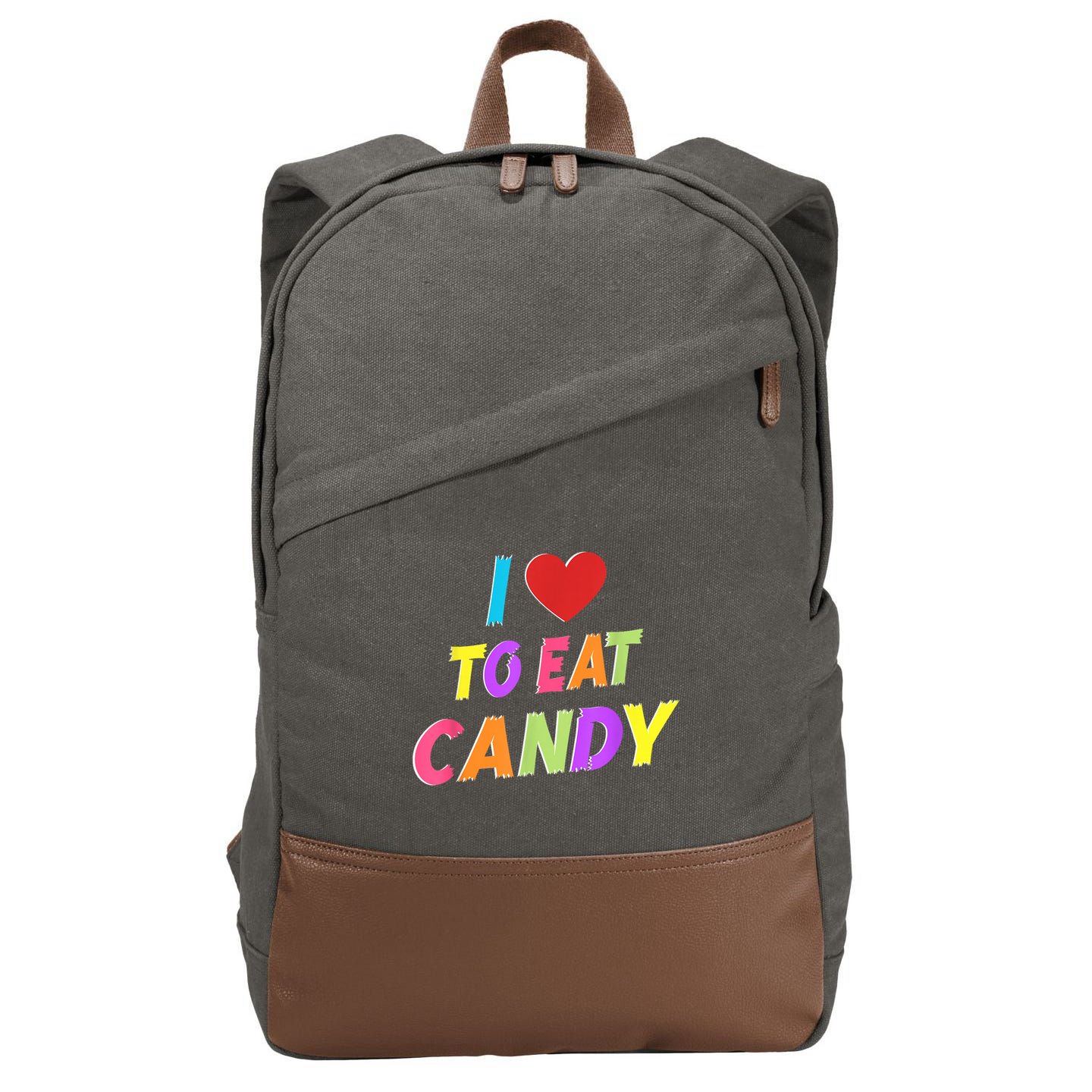 I Love To Eat Candy I Am Candy Funny Couple Matching Cotton Canvas Backpack