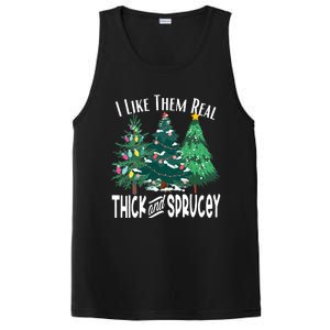 I Like Them Real Thick & Sprucey Funny Christmas Tree PosiCharge Competitor Tank