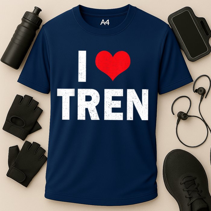 I Love Tren Bodybuilder I Heart Tren Funny Cooling Performance Crew T-Shirt