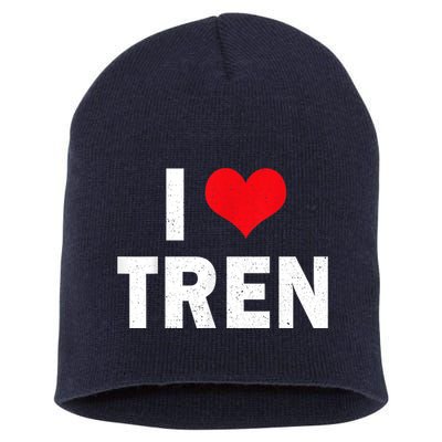 I Love Tren Bodybuilder I Heart Tren Funny Short Acrylic Beanie