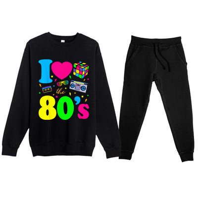 I Love The 80s Clothes For Women And Men Party Funny Premium Crewneck Sweatsuit Set