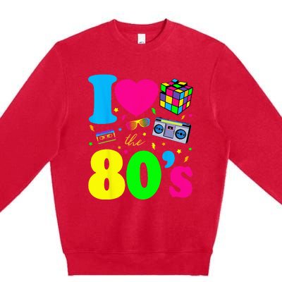 I Love The 80s Clothes For Women And Men Party Funny Premium Crewneck Sweatshirt