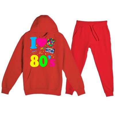 I Love The 80s Clothes For Women And Men Party Funny Premium Hooded Sweatsuit Set