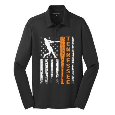 I Love Tennessies Souvenir Tennessies Us Flag Silk Touch Performance Long Sleeve Polo