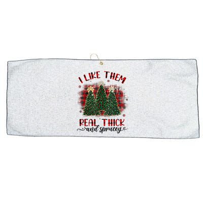 I Like Them Real Thick & Sprucey Funny Christmas Tree Xmas Large Microfiber Waffle Golf Towel