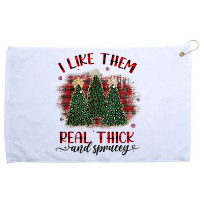 I Like Them Real Thick & Sprucey Funny Christmas Tree Xmas Grommeted Golf Towel