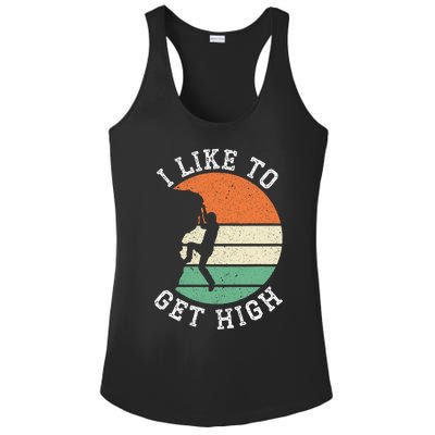 I Like To Get High Rock Climber Mountaineer Bouldering Ladies PosiCharge Competitor Racerback Tank