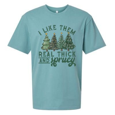 I Like Them Real Thick And Sprucy Funny Christmas Gift Sueded Cloud Jersey T-Shirt