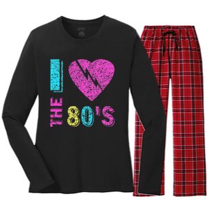 I Love The 80S 90s Costume Party Women's Long Sleeve Flannel Pajama Set 