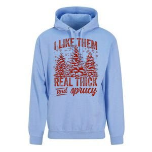 I Like Them Real Thick & Sprucey Funny Christmas Tree Unisex Surf Hoodie