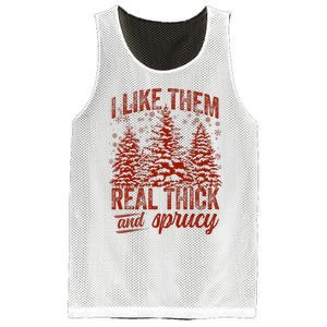 I Like Them Real Thick & Sprucey Funny Christmas Tree Mesh Reversible Basketball Jersey Tank