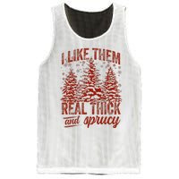 I Like Them Real Thick & Sprucey Funny Christmas Tree Mesh Reversible Basketball Jersey Tank