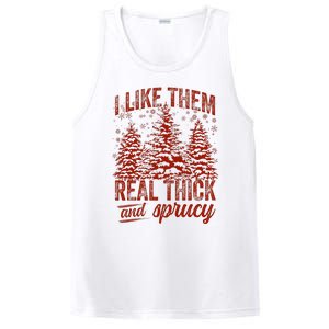 I Like Them Real Thick & Sprucey Funny Christmas Tree PosiCharge Competitor Tank