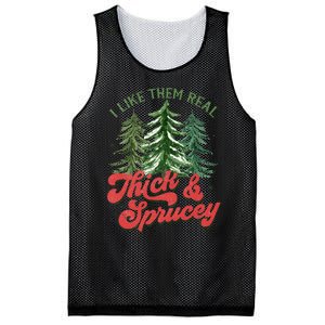 I Like Them Real Thick And Sprucey Christmas Tree Funny Mesh Reversible Basketball Jersey Tank