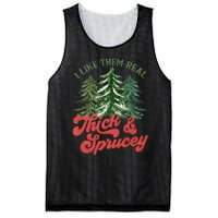 I Like Them Real Thick And Sprucey Christmas Tree Funny Mesh Reversible Basketball Jersey Tank