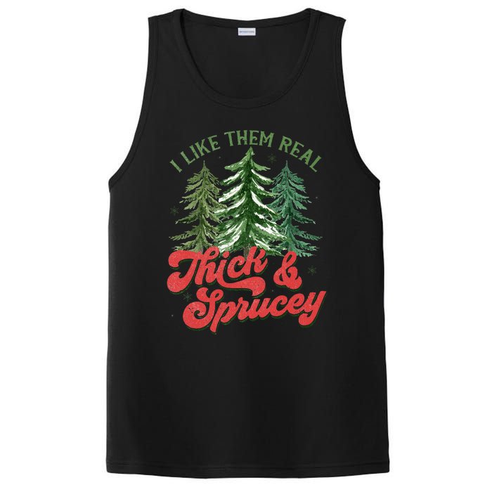 I Like Them Real Thick And Sprucey Christmas Tree Funny PosiCharge Competitor Tank