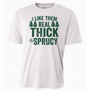 I Like Them Real Thick And Sprucy Funny Christmas Cooling Performance Crew T-Shirt