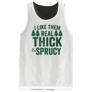 I Like Them Real Thick And Sprucy Funny Christmas Mesh Reversible Basketball Jersey Tank