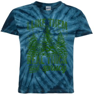 I Like Them Real Thick & Sprucey Funny Christmas Tree Kids Tie-Dye T-Shirt