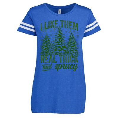 I Like Them Real Thick & Sprucey Funny Christmas Tree Enza Ladies Jersey Football T-Shirt