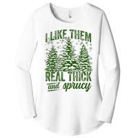 I Like Them Real Thick & Sprucey Funny Christmas Tree Women's Perfect Tri Tunic Long Sleeve Shirt