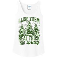 I Like Them Real Thick & Sprucey Funny Christmas Tree Ladies Essential Tank