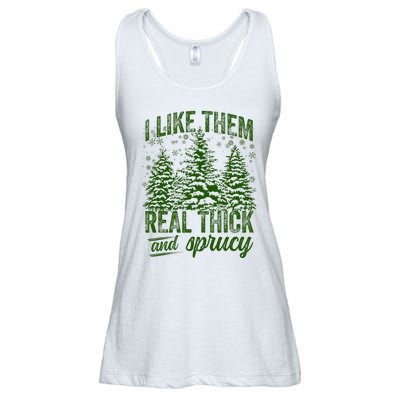 I Like Them Real Thick & Sprucey Funny Christmas Tree Ladies Essential Flowy Tank