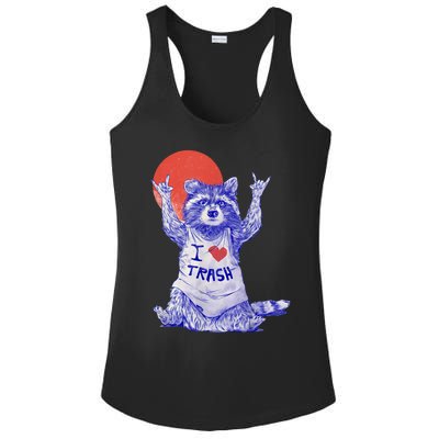 I Love Trash Raccoon Japanese Retro Style Ladies PosiCharge Competitor Racerback Tank