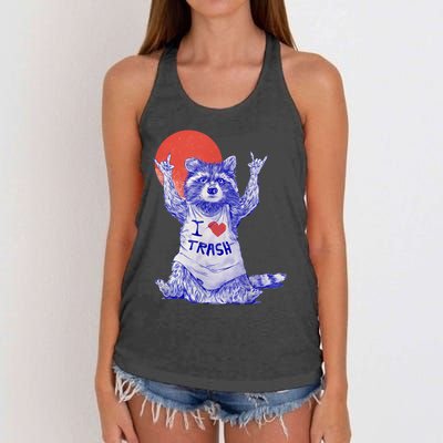 I Love Trash Raccoon Japanese Retro Style Women's Knotted Racerback Tank