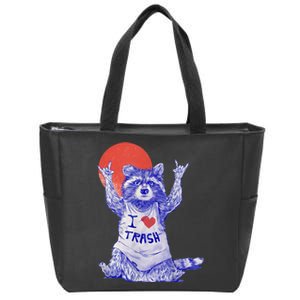 I Love Trash Raccoon Japanese Retro Style Zip Tote Bag