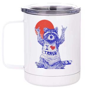 I Love Trash Raccoon Japanese Retro Style 12 oz Stainless Steel Tumbler Cup