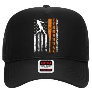 I Love Tennessee Souvenir Tennessee Us Flag Outfit 2024 High Crown Mesh Back Trucker Hat