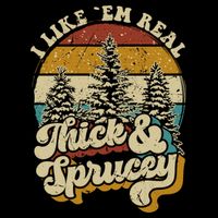 I Like Them Real Thick Sprucey Funny Christmas Tree Vintage Retro Backpack