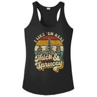 I Like Them Real Thick Sprucey Funny Christmas Tree Vintage Retro Ladies PosiCharge Competitor Racerback Tank