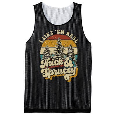 I Like Them Real Thick Sprucey Funny Christmas Tree Vintage Retro Mesh Reversible Basketball Jersey Tank