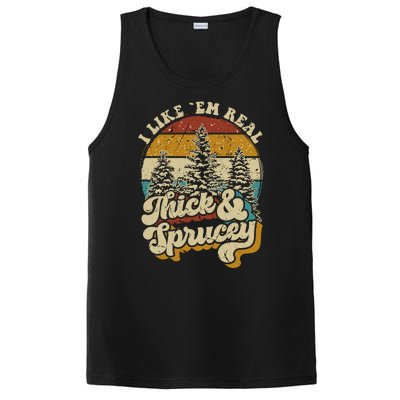 I Like Them Real Thick Sprucey Funny Christmas Tree Vintage Retro PosiCharge Competitor Tank