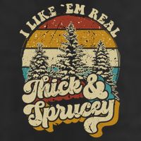 I Like Them Real Thick Sprucey Funny Christmas Tree Vintage Retro Golf Towel