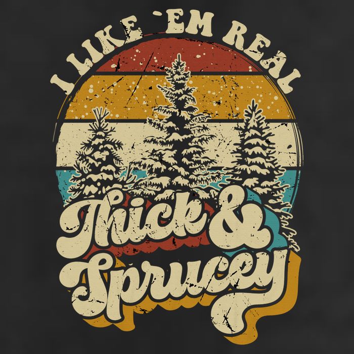 I Like Them Real Thick Sprucey Funny Christmas Tree Vintage Retro Golf Towel