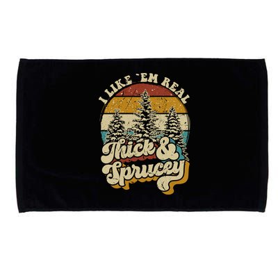 I Like Them Real Thick Sprucey Funny Christmas Tree Vintage Retro Microfiber Hand Towel