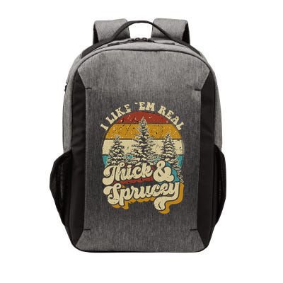 I Like Them Real Thick Sprucey Funny Christmas Tree Vintage Retro Vector Backpack